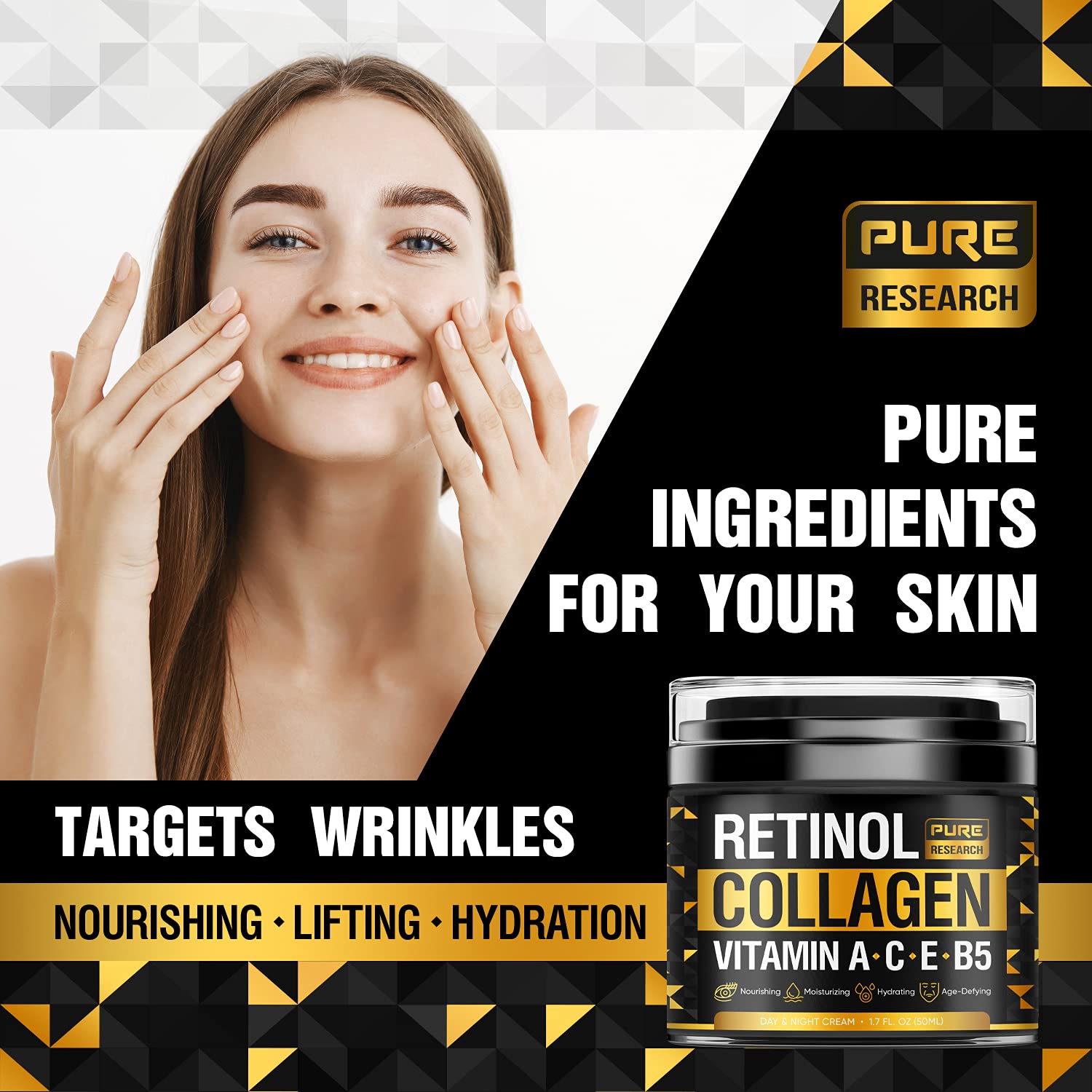 Pure Research aplicación nocturna rostro para renovación suave de la piel.