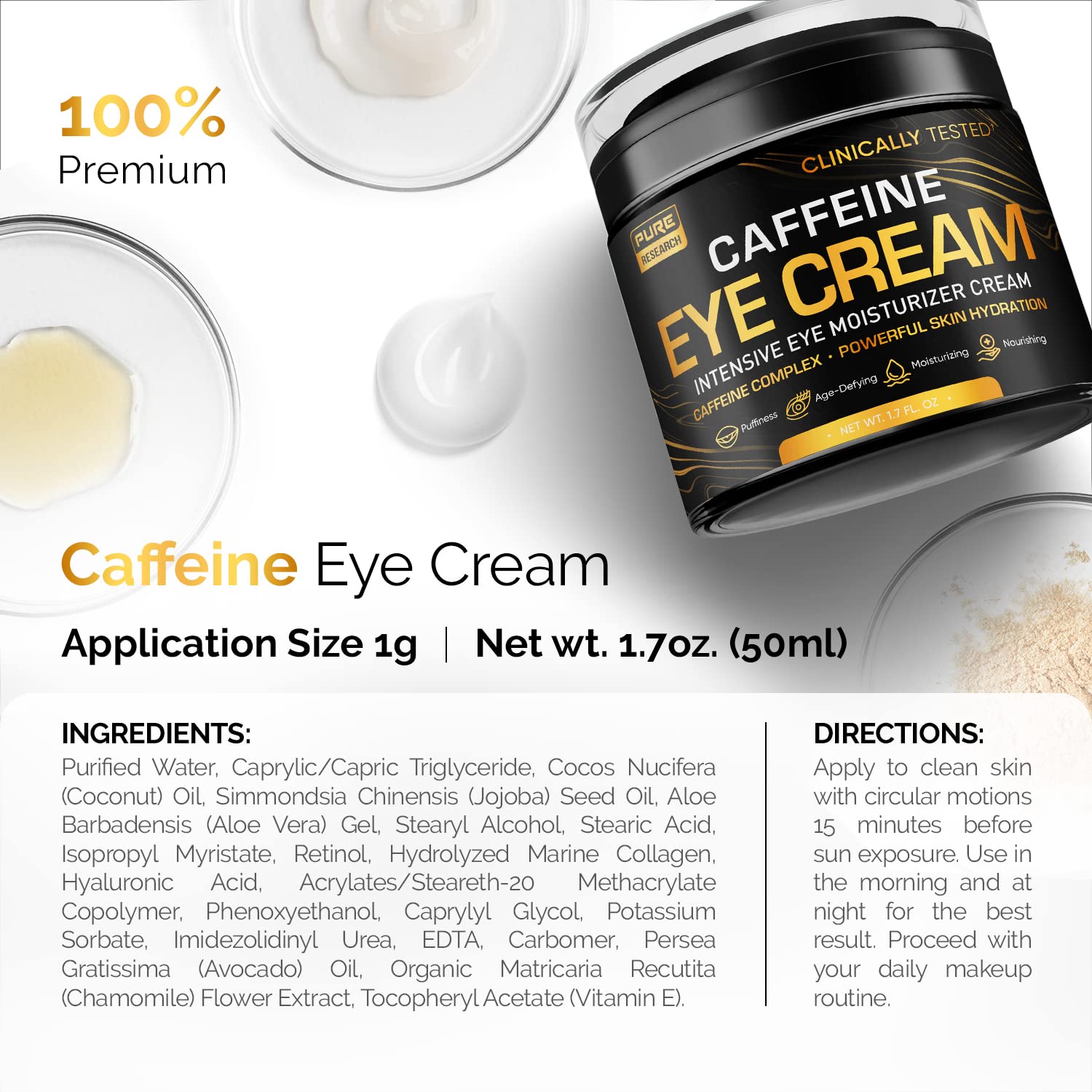 Pure Research crema-ojos-oscurecimiento-bolsas: suaviza ojeras e inflamación.