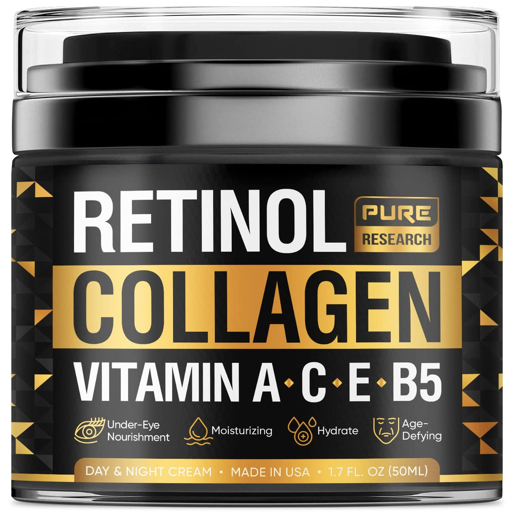 Pure Research crema retinol botella: hidratación y anti-edad para la piel.