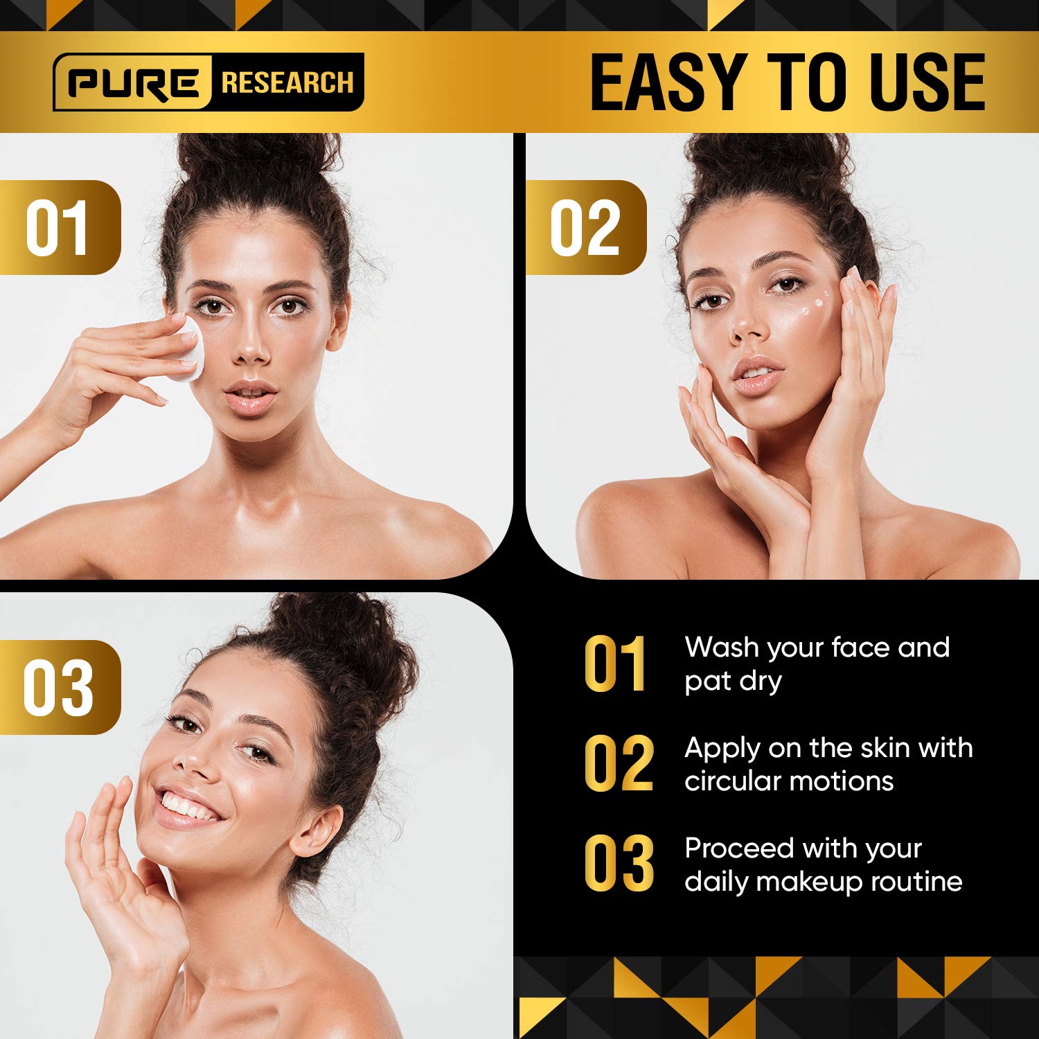 Pure Research ingredientes clave: hialurónico y colágeno para elasticidad.