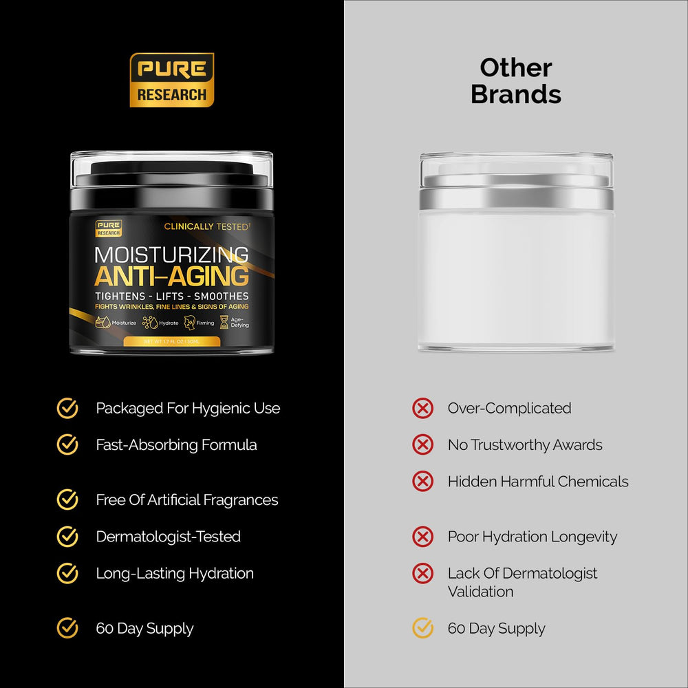 Pure Research men's face cream night scene suggesting day and night care.