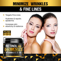 Pure Research textura crema retinol en primer plano, suave y ligera.