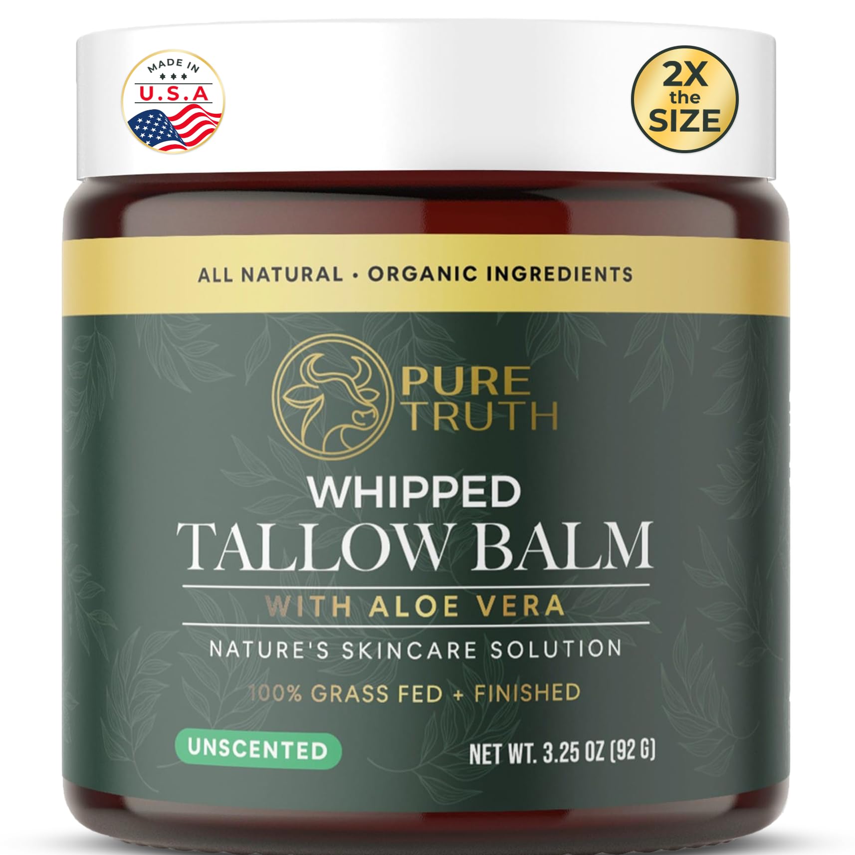 Pure Truth whipped tallow honey balm jar closeup for fragrance-free hydration.