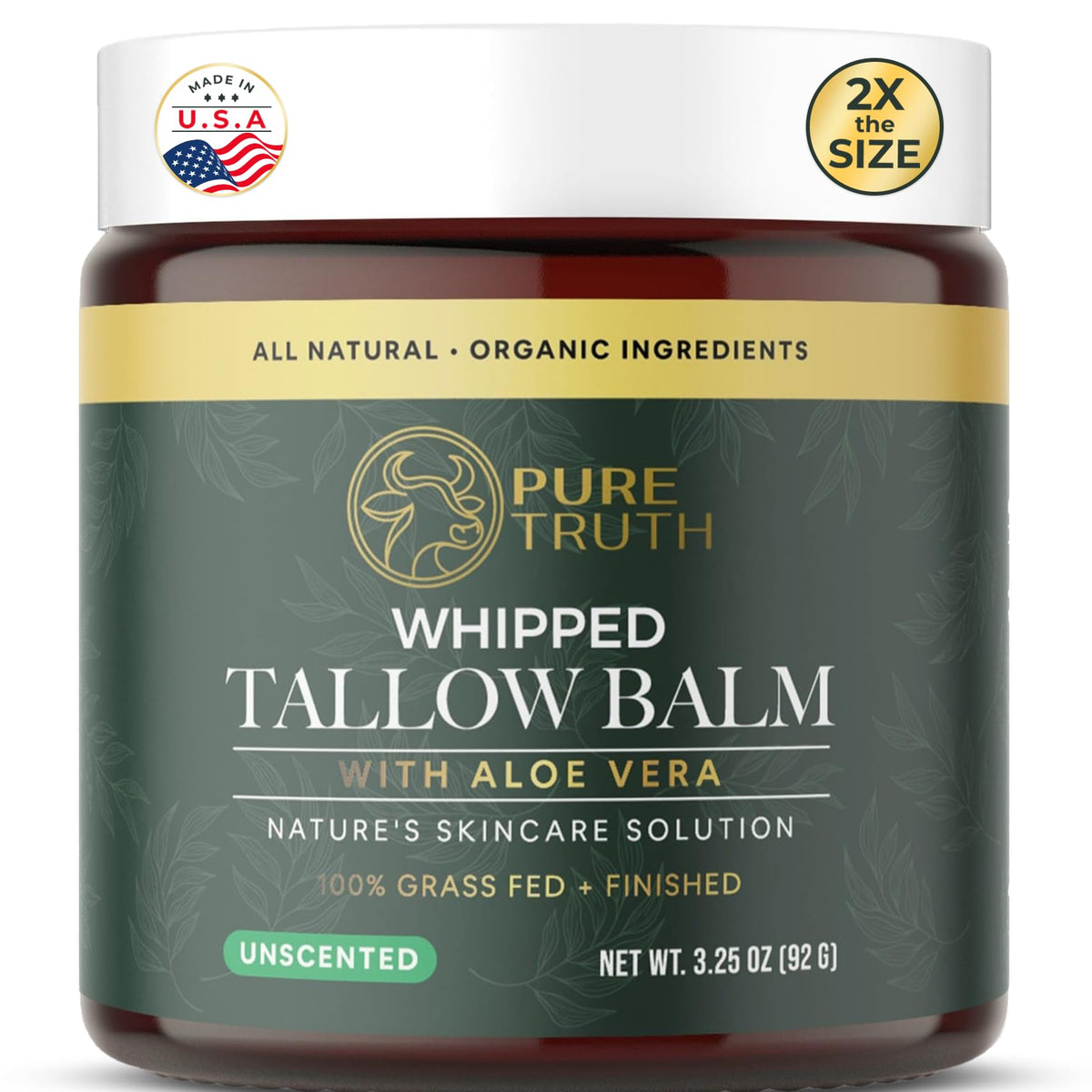Pure Truth whipped tallow honey balm jar closeup for fragrance-free hydration.
