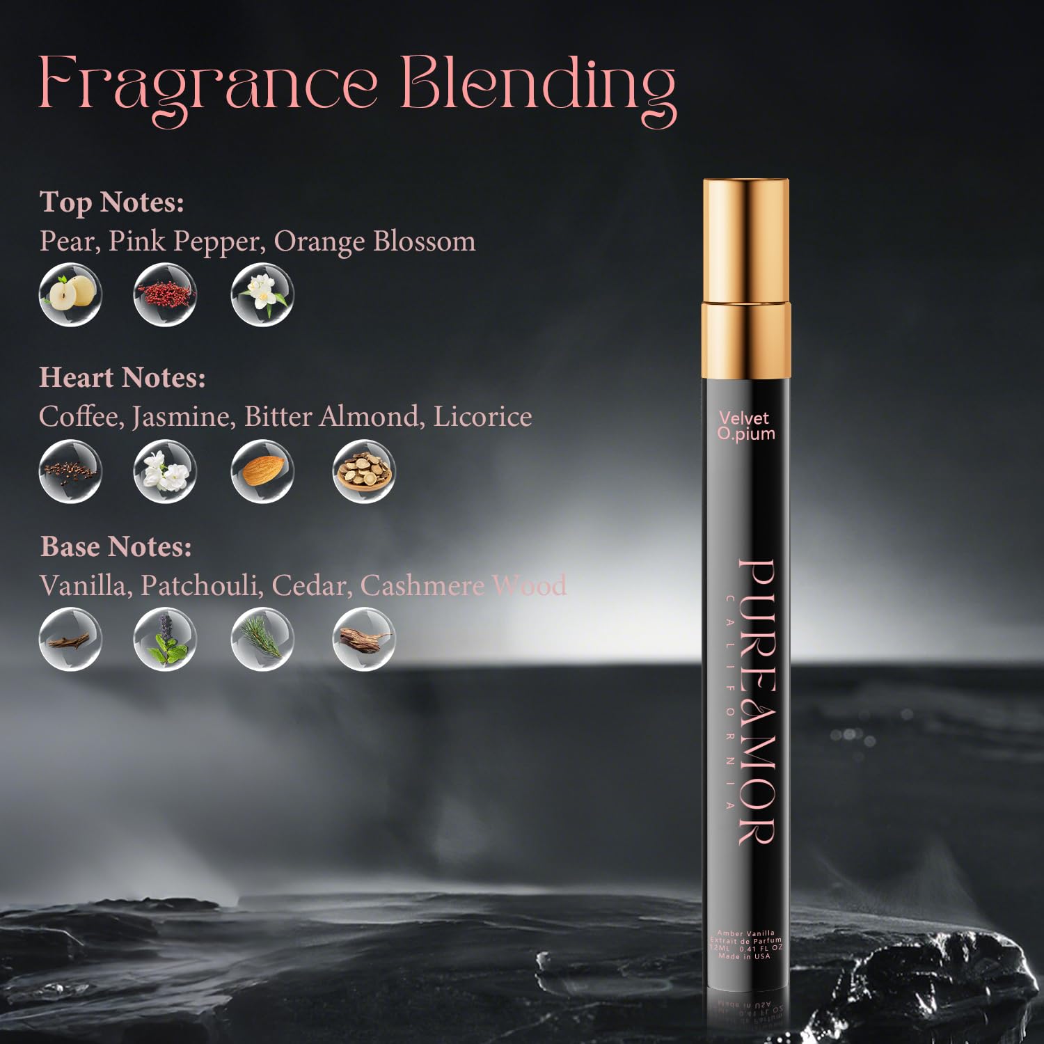 PUREAMOR Amber Vanilla travel spray ideal for on-the-go use