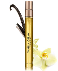 PUREAMOR Vanilla Cream bottle pour for travel-friendly fragrance on the go.