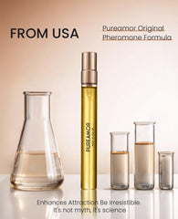 PUREAMOR Vanilla Cream spray bottle close-up showing spill-free application.