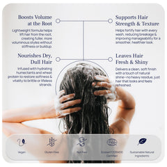 Pureance Hydralift shampoo lather demonstrating gentle cleansing and fresh feel.
