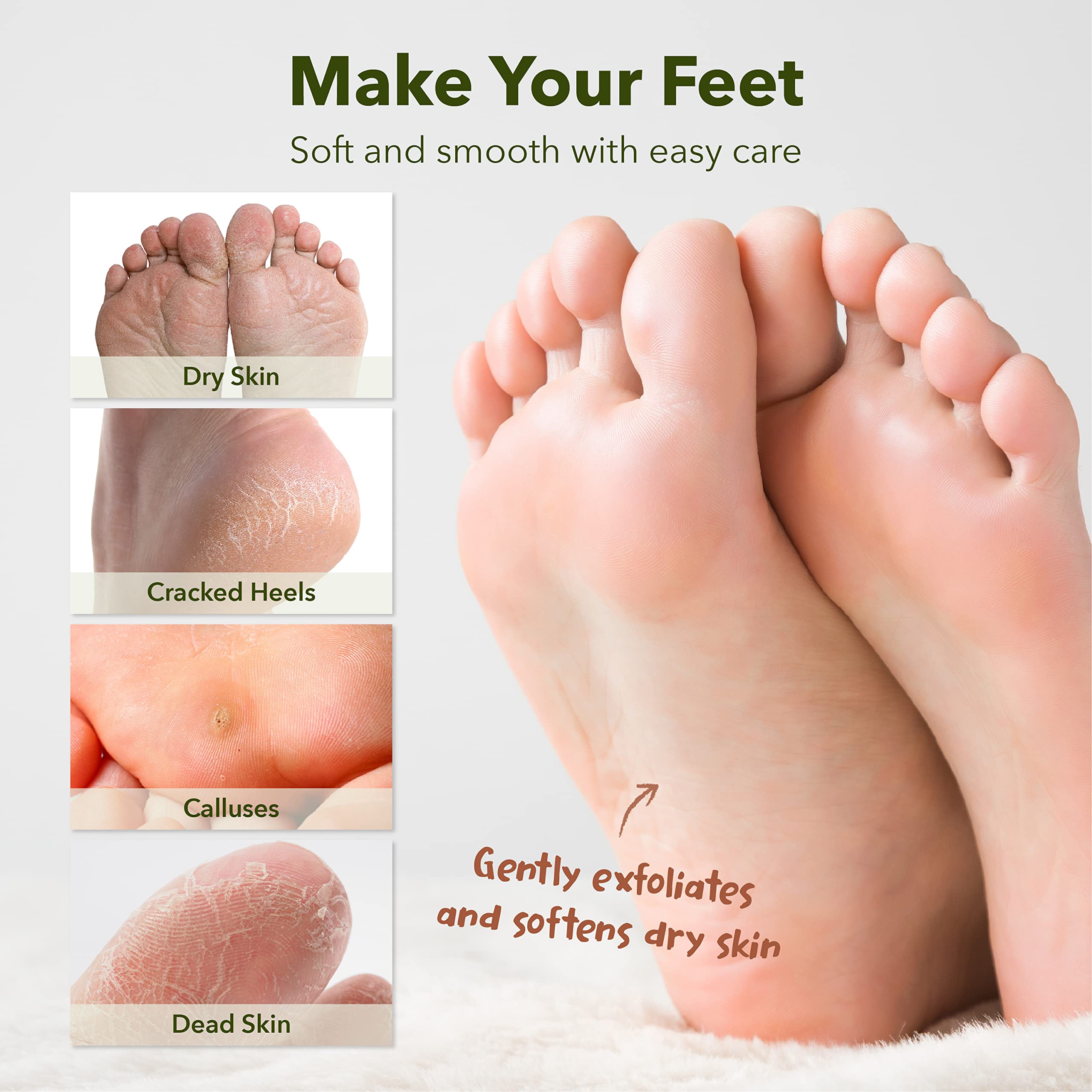 Purederm One size fits most feet illustration emphasizing universal fit.