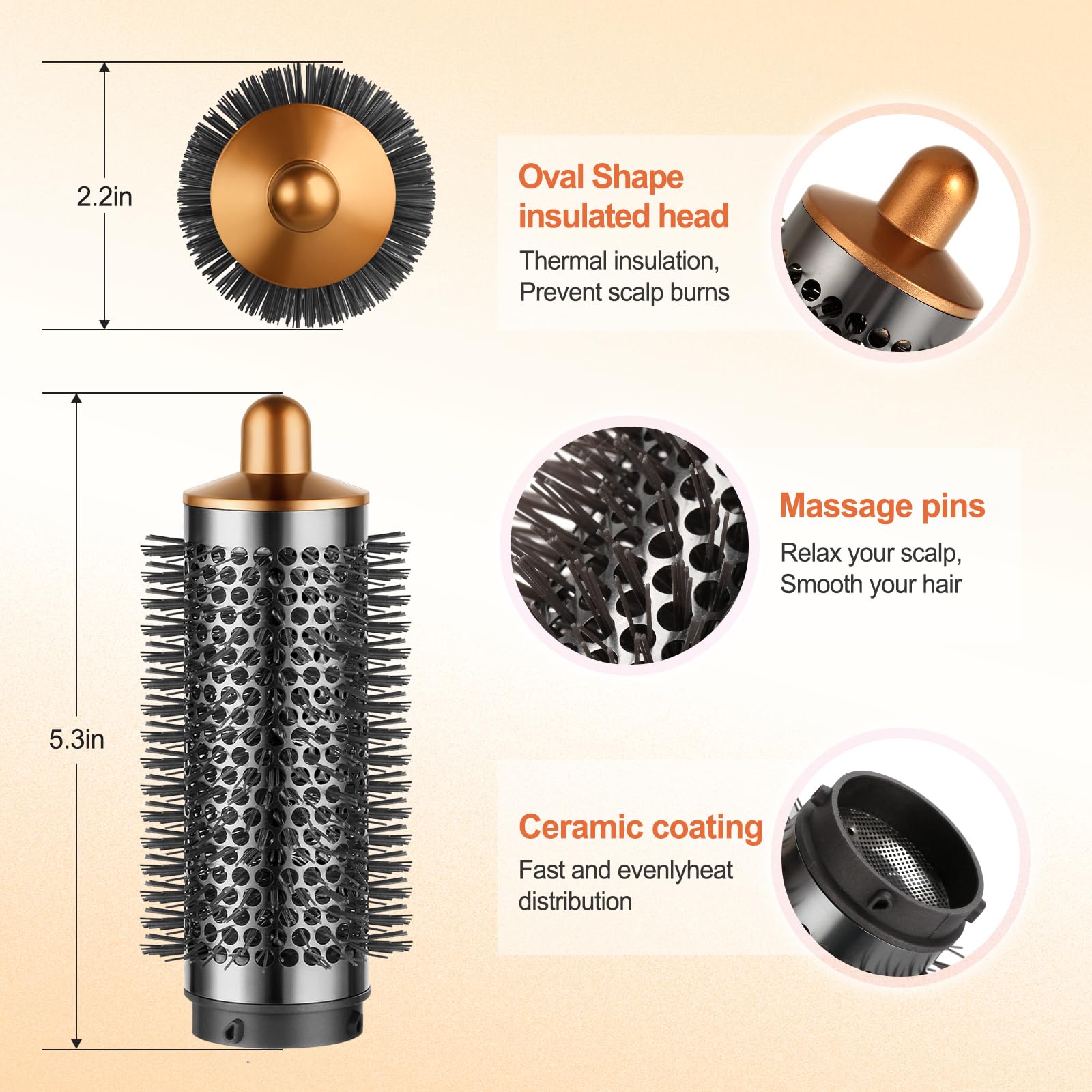 PUREGUST packaging shows one gold round volumizing brush for Dyson Airwrap