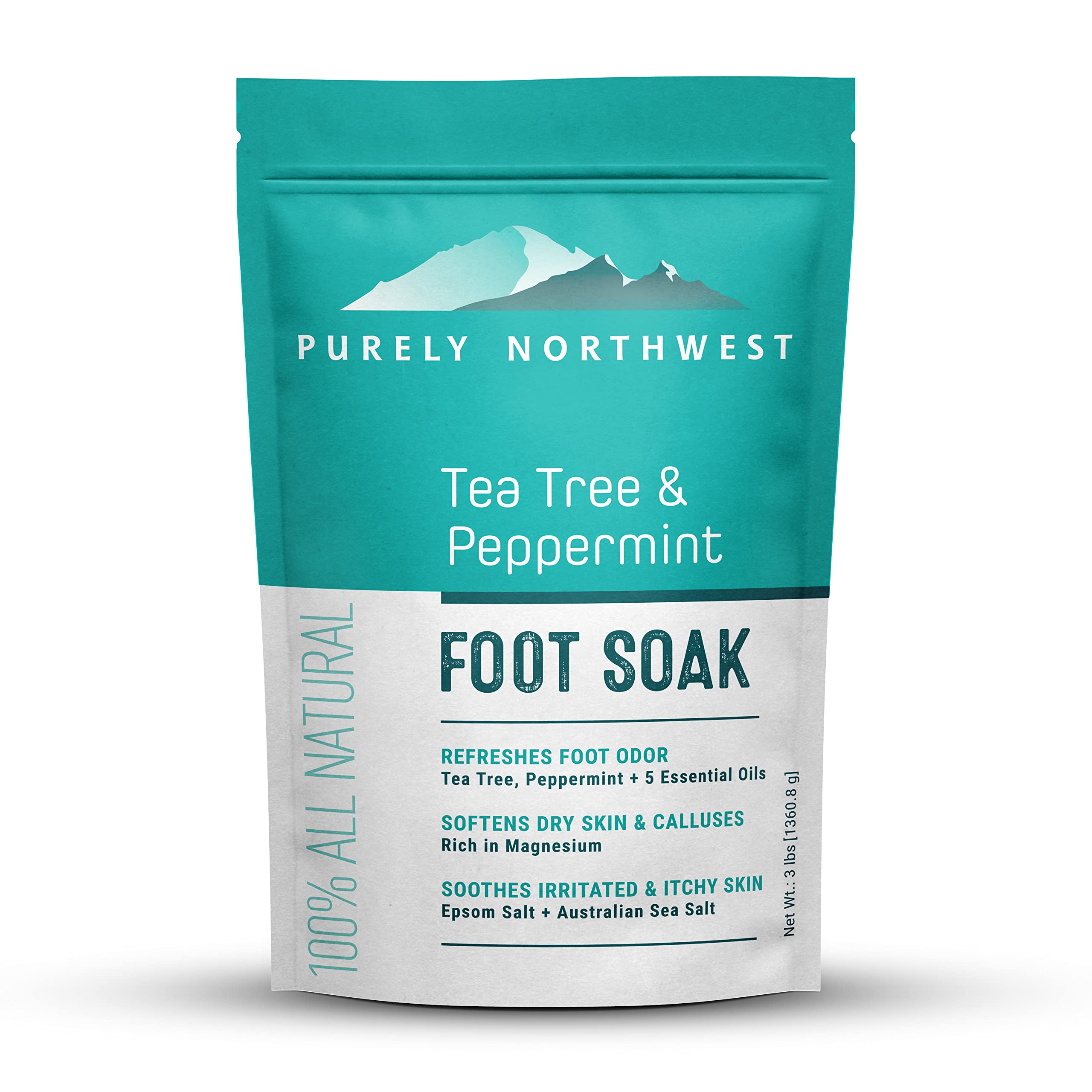 Purely Northwest 3 Pounds Foot Soak bottle for soothing feet after a long day
