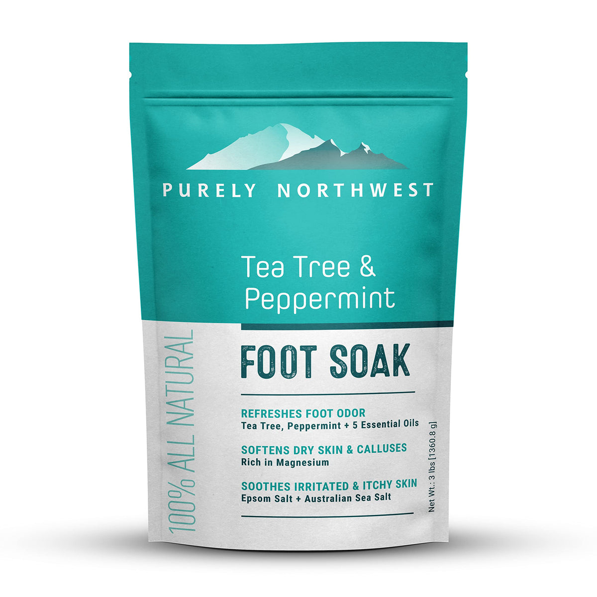 Purely Northwest 3 Pounds Foot Soak bottle for soothing feet after a long day