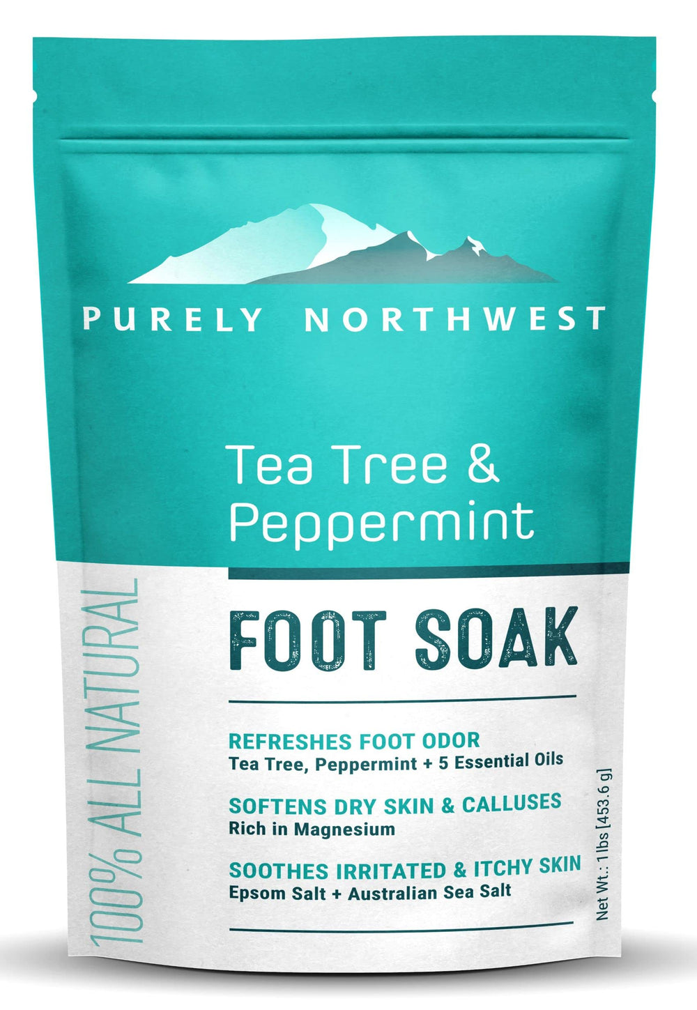 Purely Northwest: remojo de pies con árbol de té para relajación y cuidado diario.