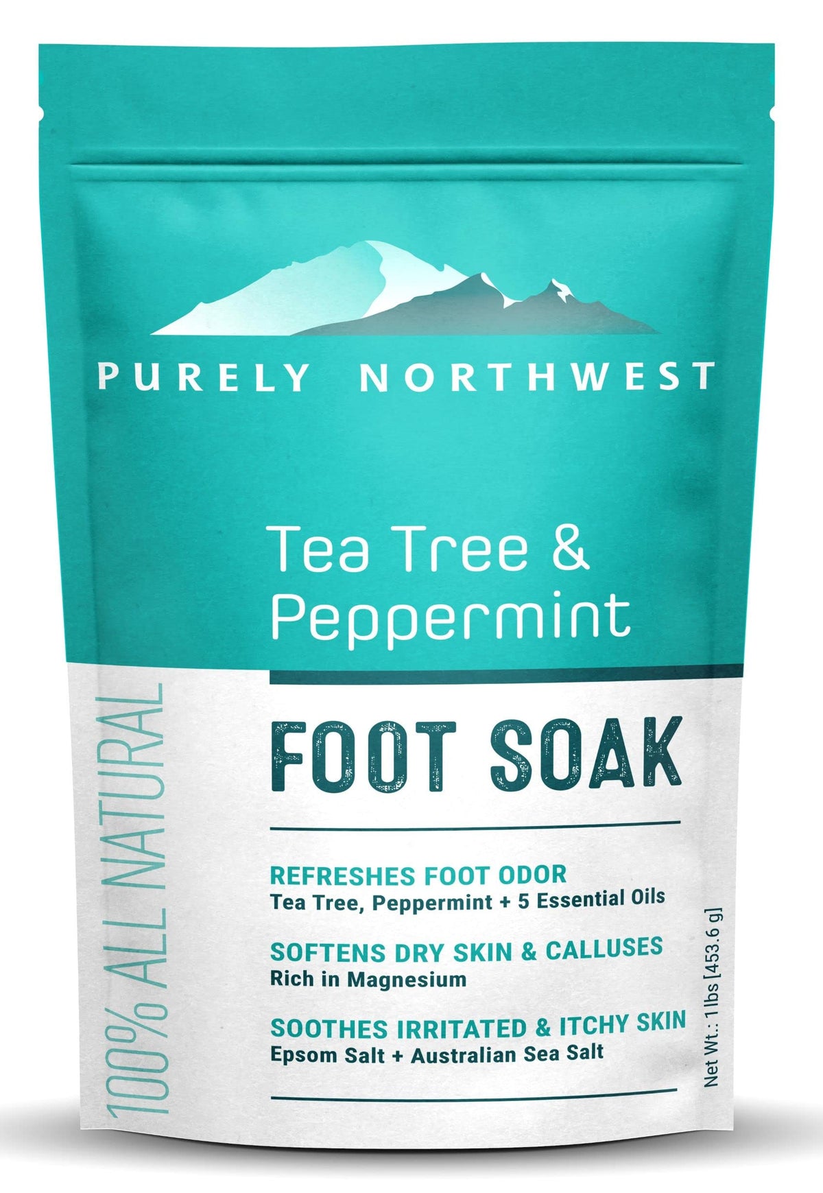 Purely Northwest: remojo de pies con árbol de té para relajación y cuidado diario.