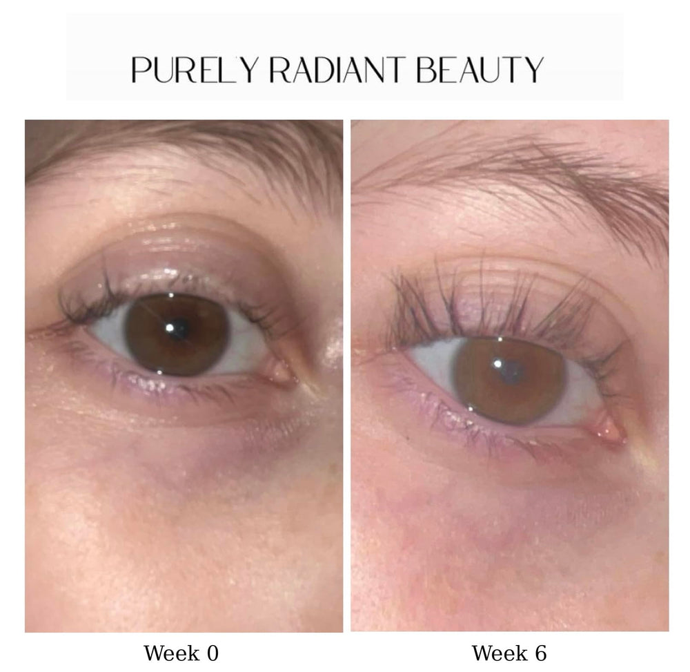 Purely Radiant aceites organicos, ricino, para nutrir pestanas y cejas.