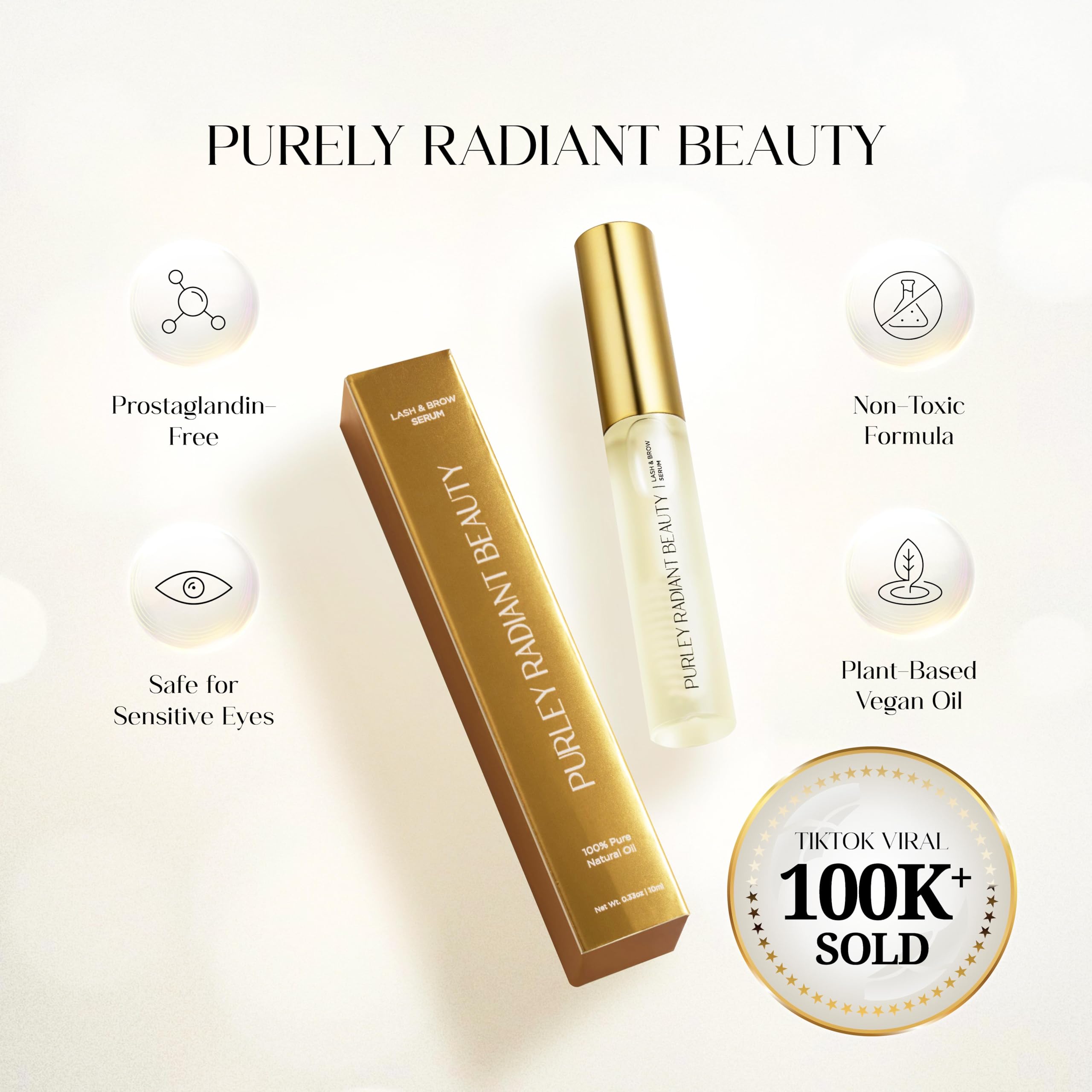 Purely Radiant serum para cejas, aplicacion, define y fortalece cejas con uso constante.