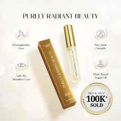 Purely Radiant serum para cejas, aplicacion, define y fortalece cejas con uso constante.