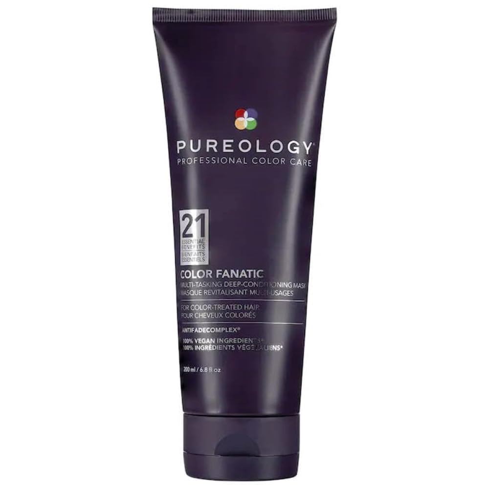 Pureology Color Fanatic bottle closeup showing color protection and shine.
