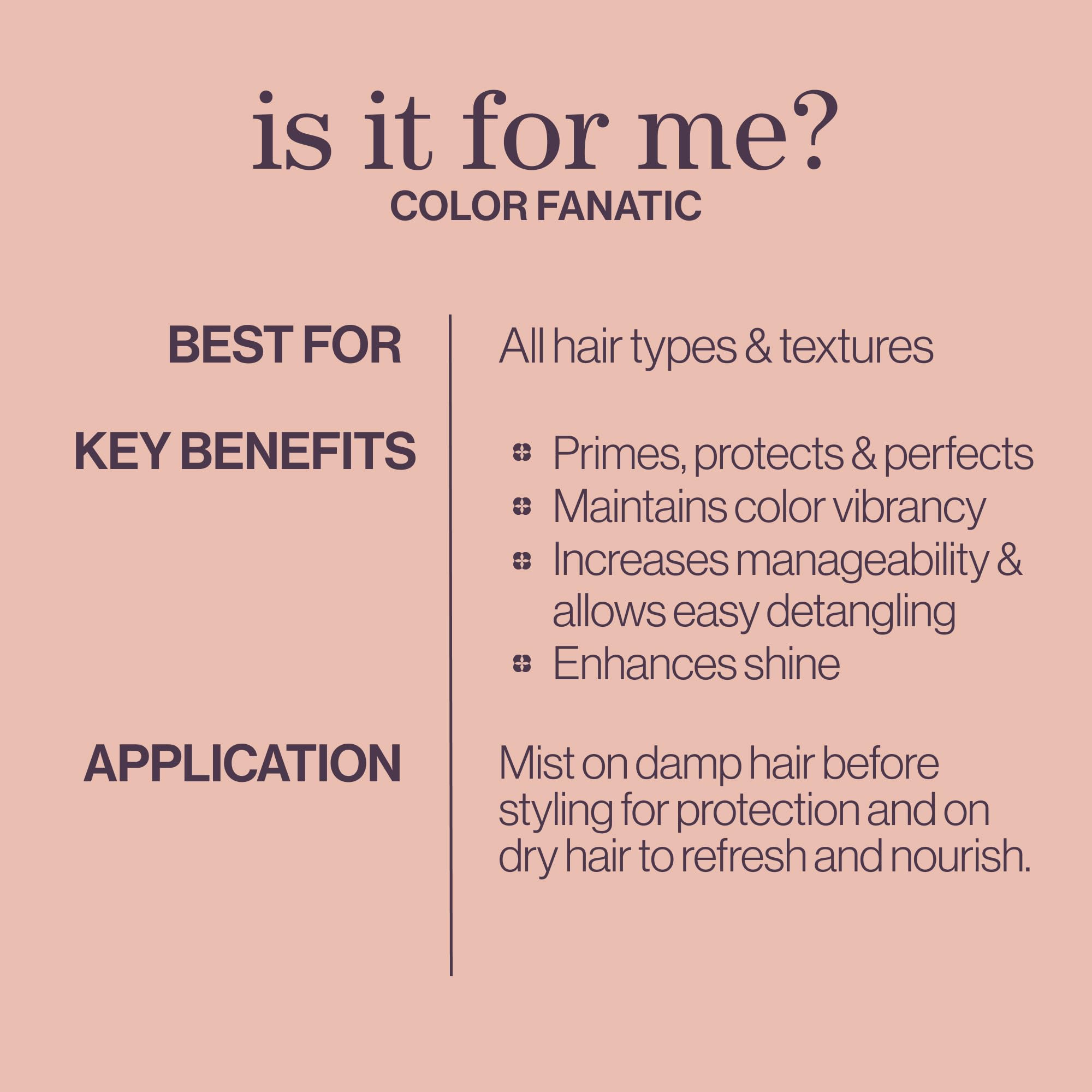 Pureology Color Fanatic salon-quality leave-in spray on display represents professional results.