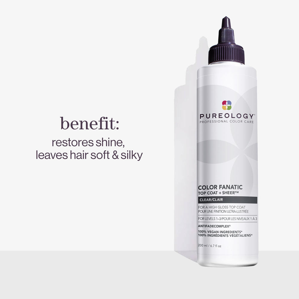 Pureology Color Fanatic Top Coat applying gloss to damp hair for shine