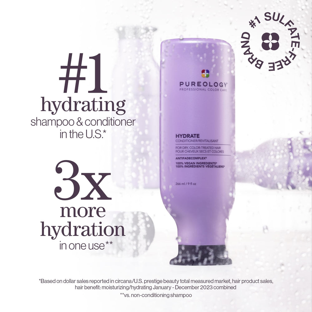 Textura cremosa de Pureology Hydrate lista para aplicar en el cabello.