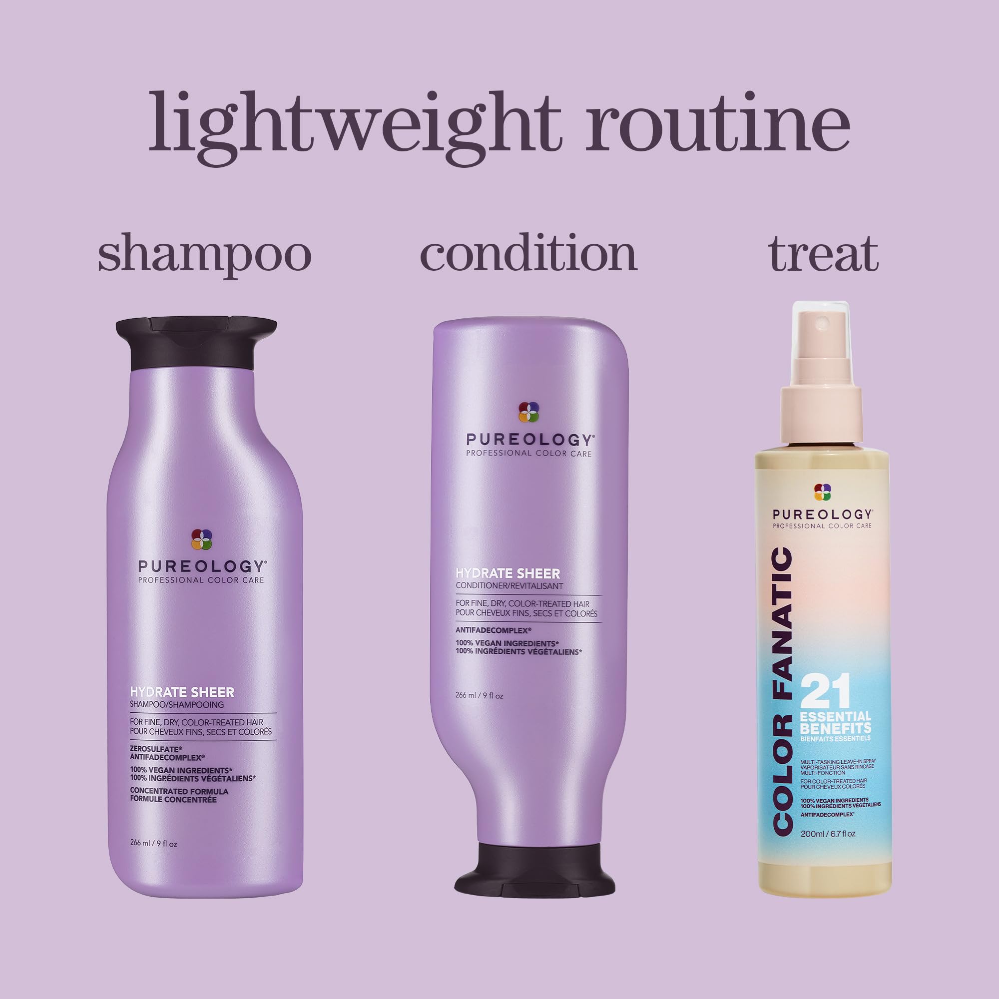 Pureology Hydrate Sheer, cabello seco tras lavado, suave y manejable.
