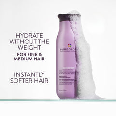 Pureology Hydrate Sheer shampoo lather demonstrates rich moisture without weighing down fine hair.