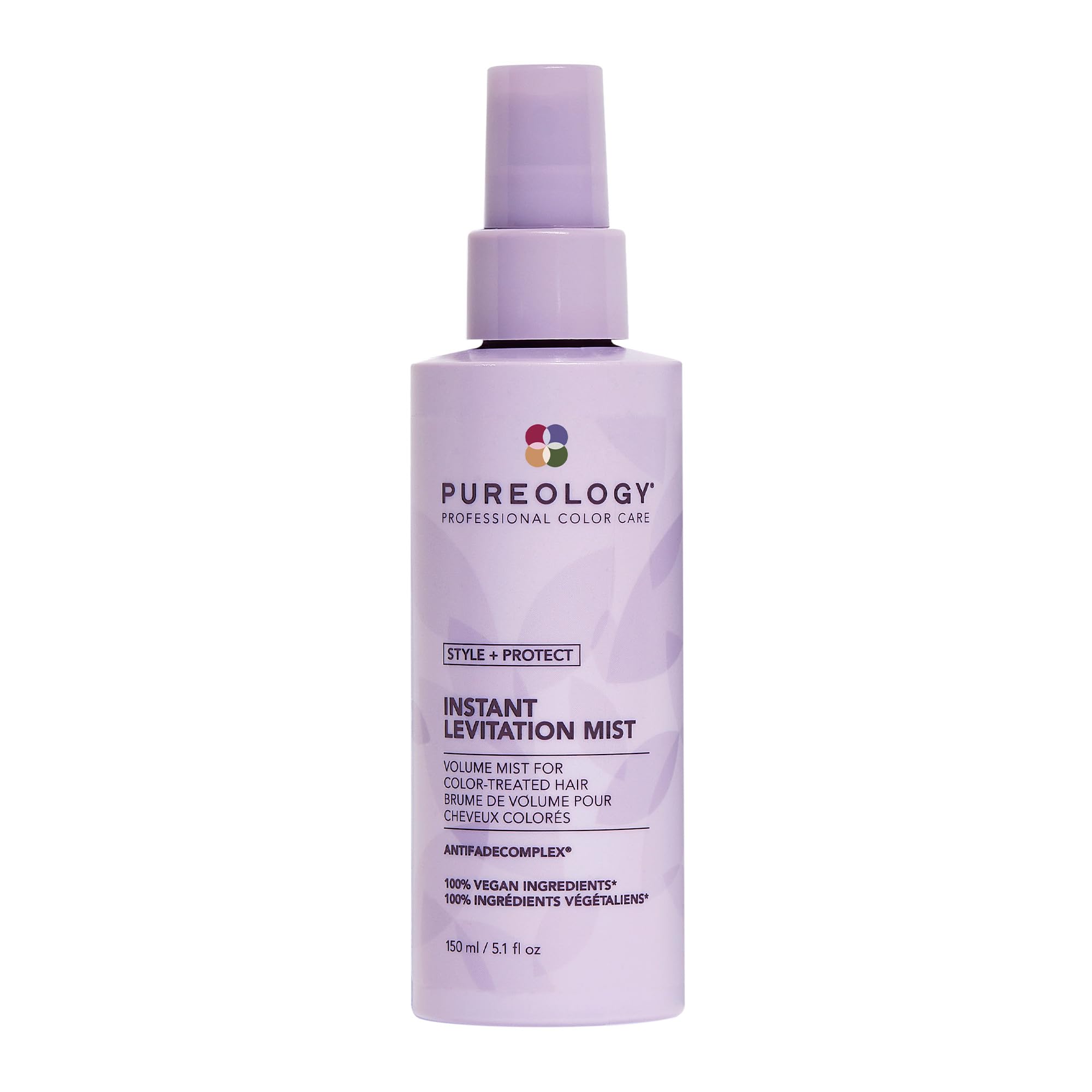 Pureology Instant Levitation Mist applied to damp hair at roots for lift and heat protection