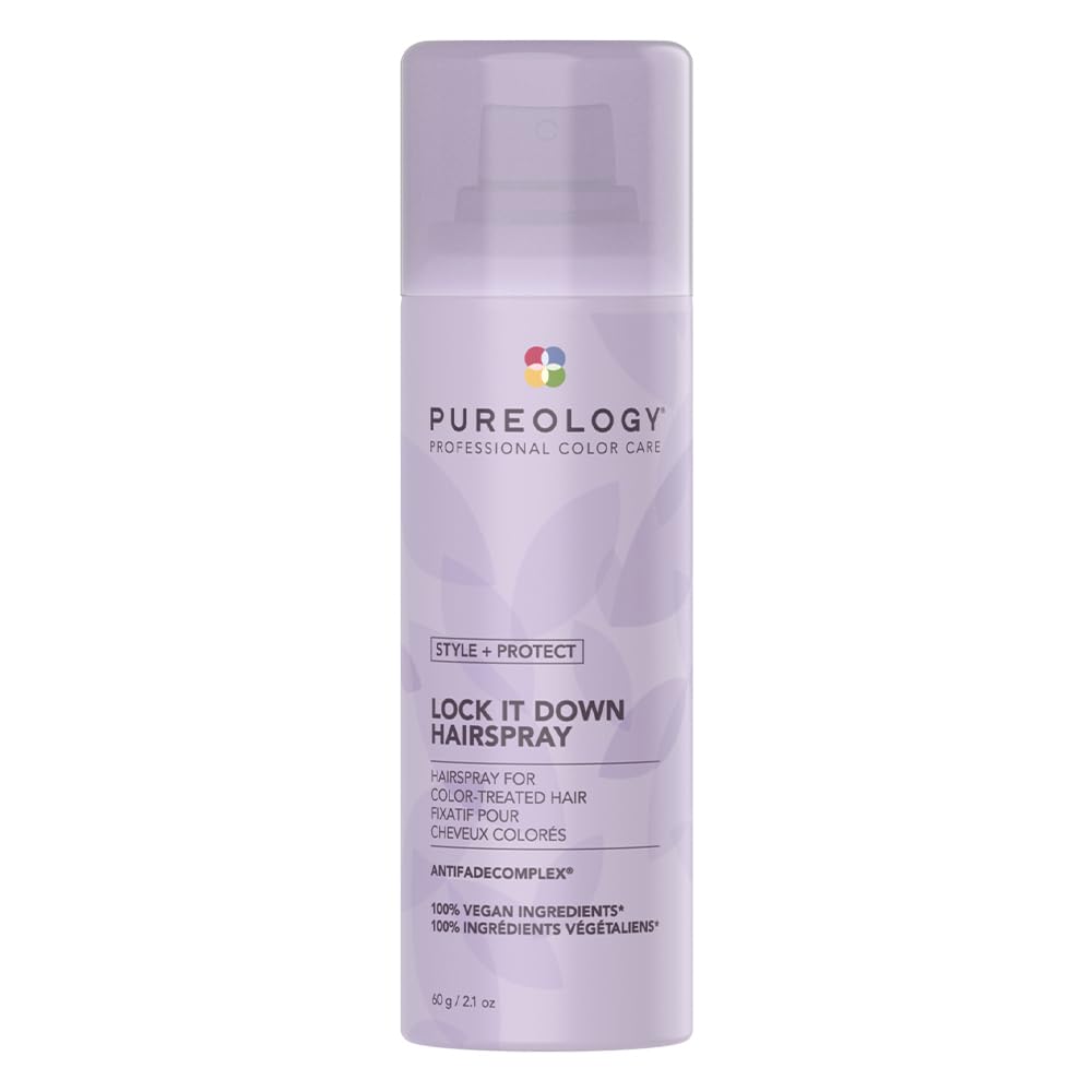 Pureology Lock It Down bottle shows fast-drying action for quick styling