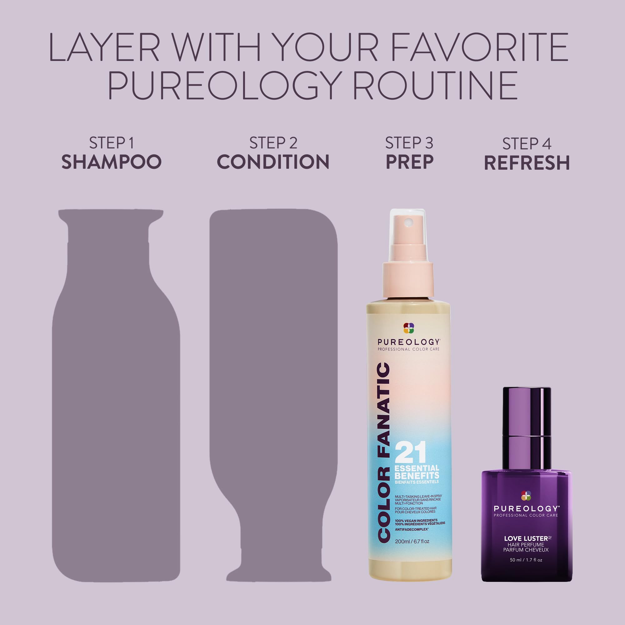 Pureology Love Luster neofresh technology close-up hints odor neutralization on contact.