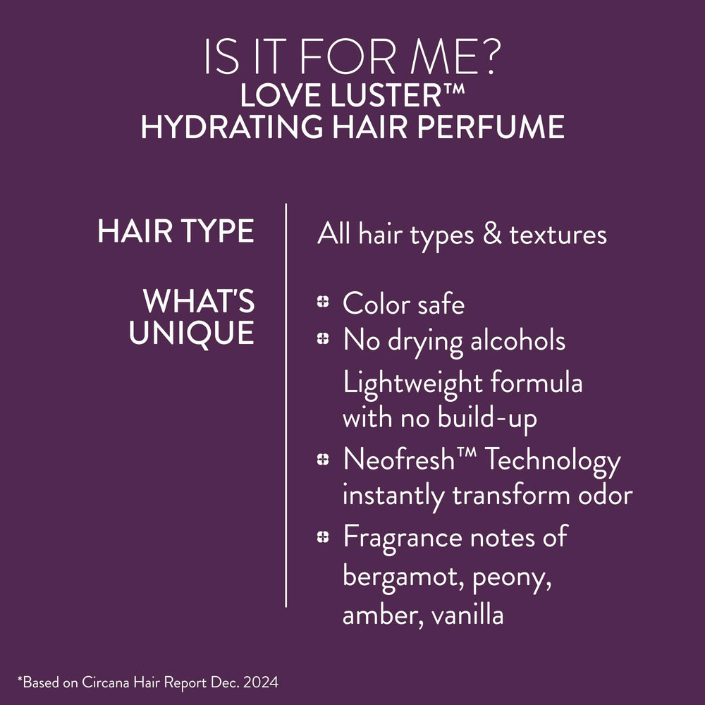 Pureology Love Luster compact bottle promotes on-the-go refresh.