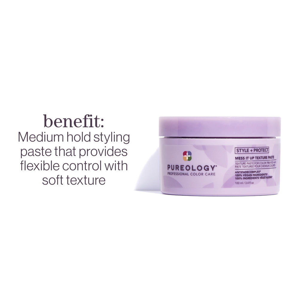Pureology Mess It Up Texture Paste applied to hair for flexible control