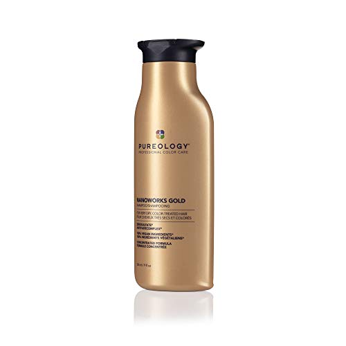 Pureology Nanoworks Gold aromatherapy blend conveys dewy pear and ylang ylang aroma.