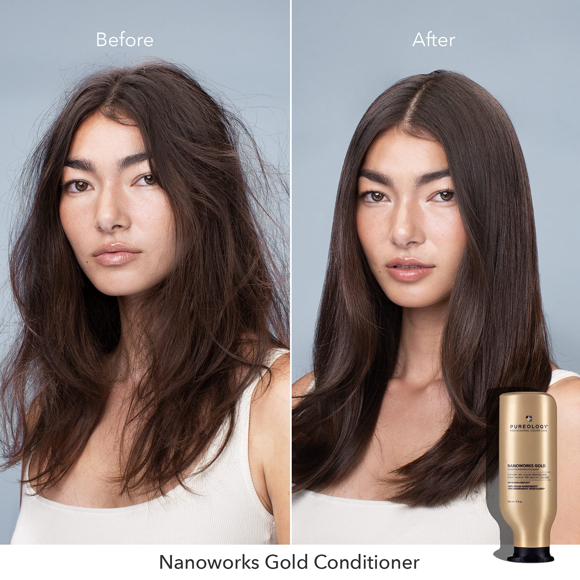 Hair shine after using Nanoworks Gold conditioner on mid-lengths