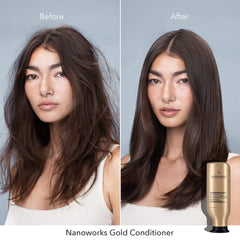 Hair shine after using Nanoworks Gold conditioner on mid-lengths