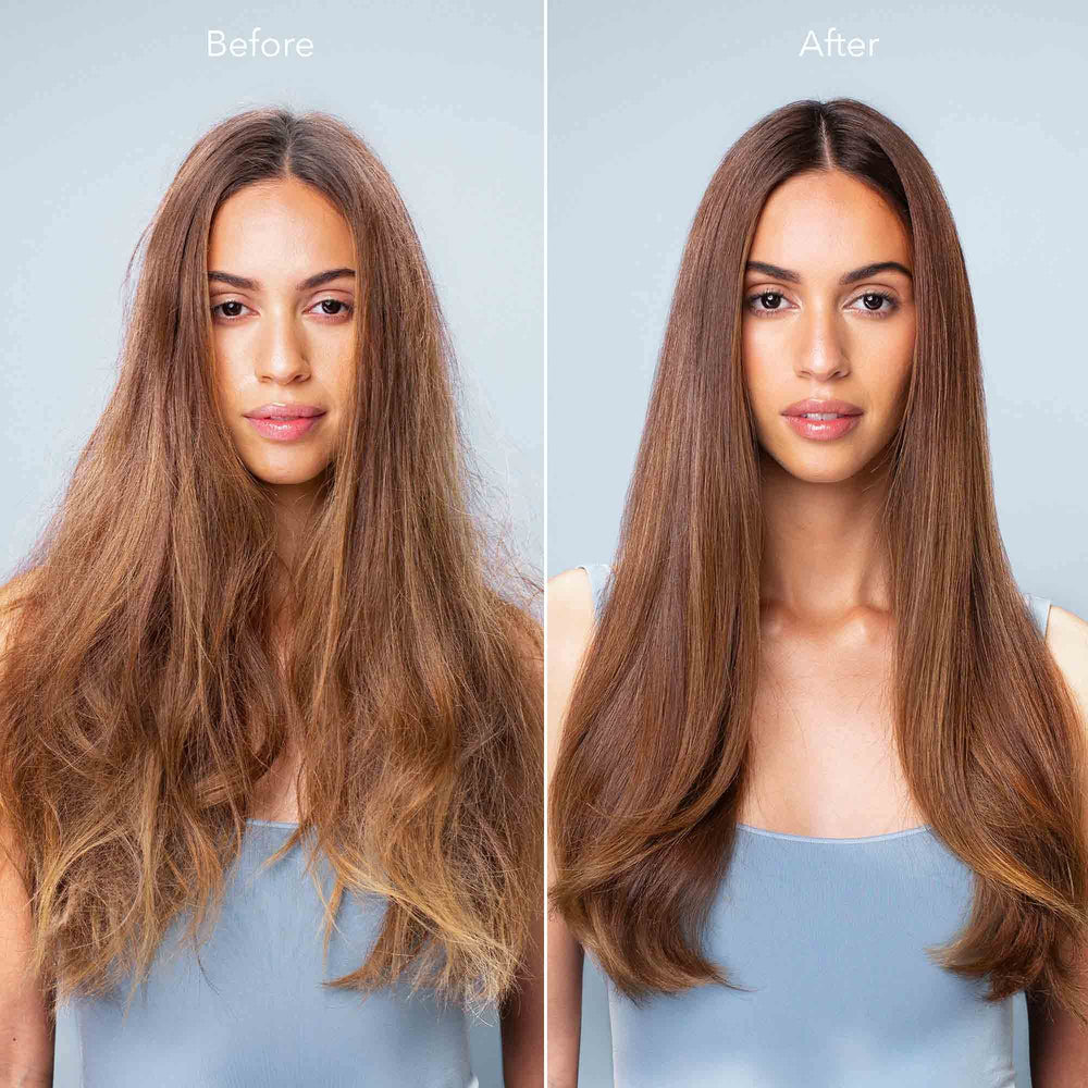Oat Milk and Camellia Oil ingredients highlighted for conditioning during use.