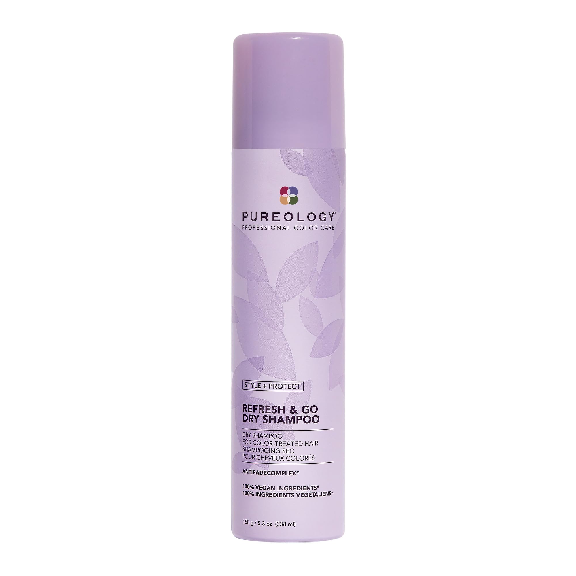Pureology Refresh & Go Dry Shampoo at the roots for oil absorption and lift.