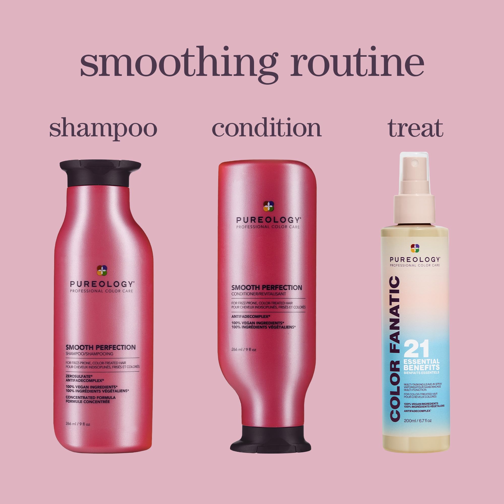 Pureology Smooth Perfection Shampoo promotes color protection on treated hair.