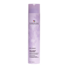 Pureology Soft Finish Hairspray bottle showing color-safe, brushable hold.