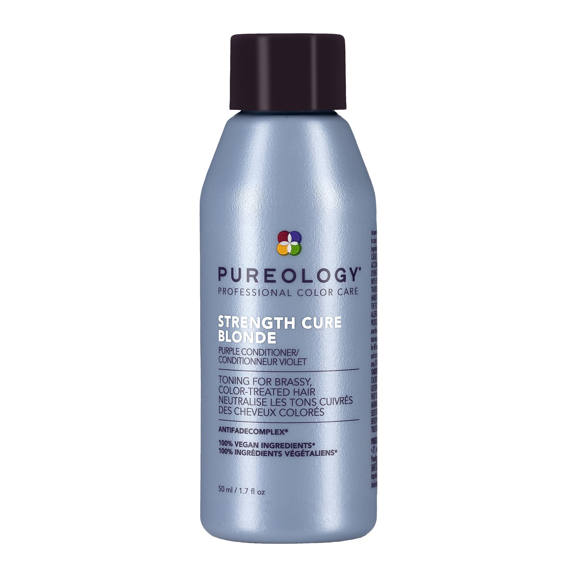 Pureology Strength Cure Blonde, botella, tono morado y protección del color