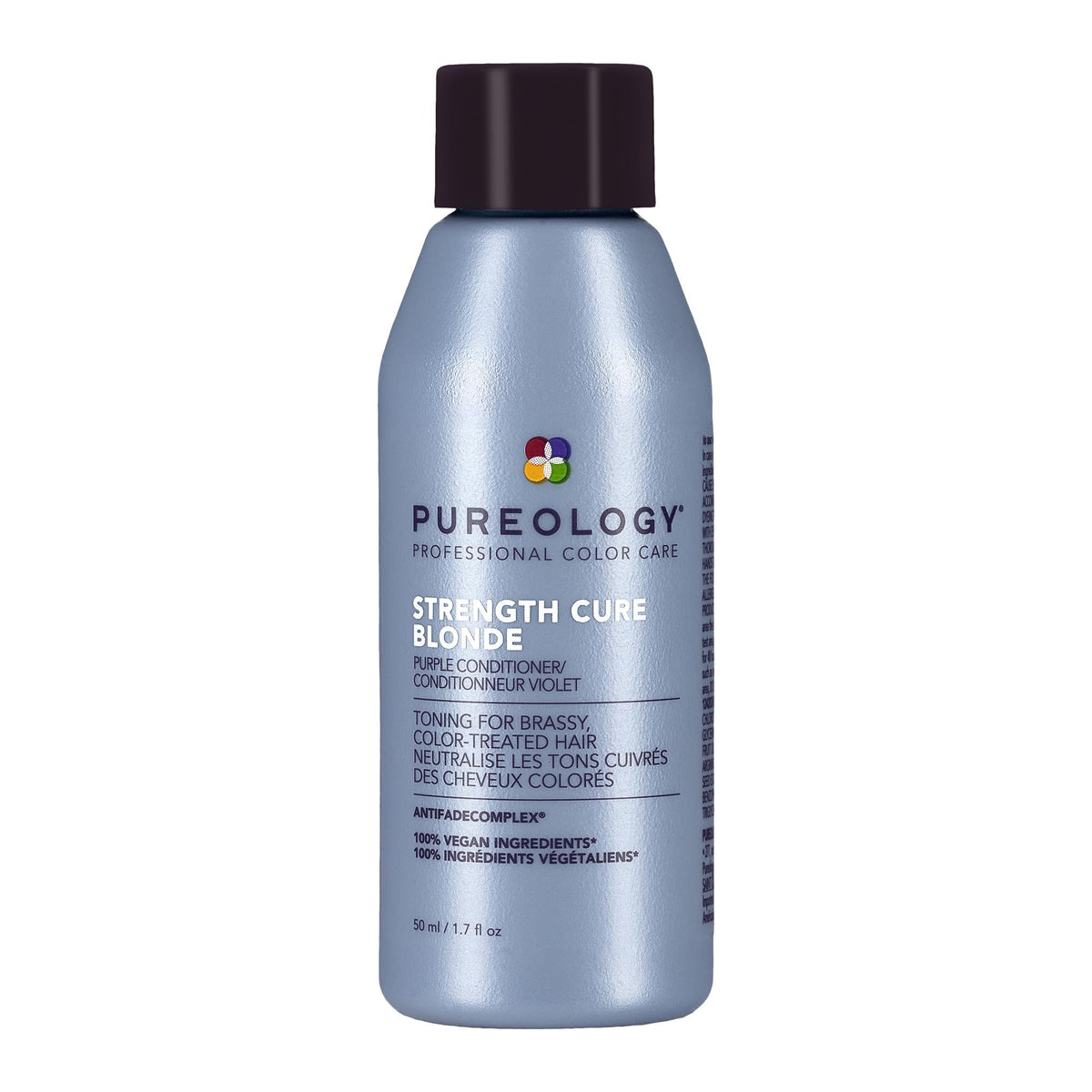Pureology Strength Cure Blonde, botella, tono morado y protección del color