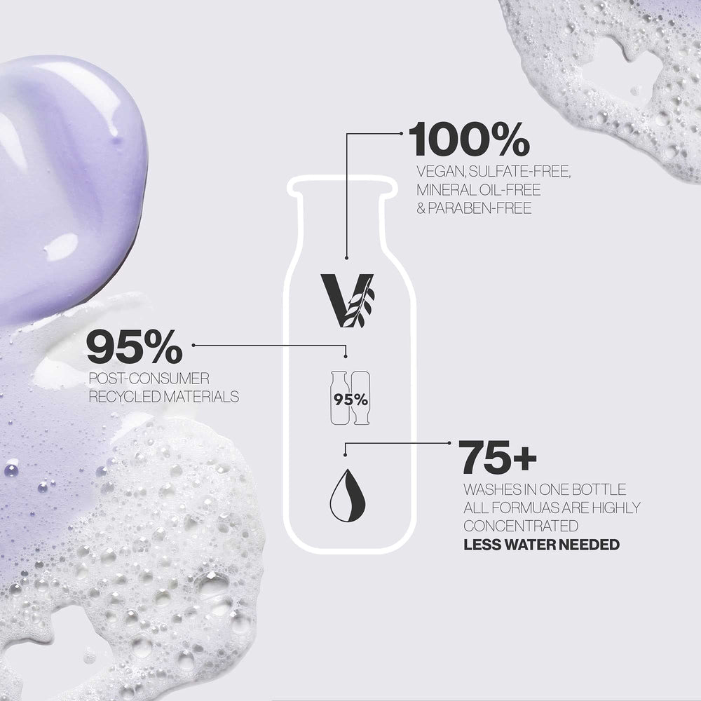 Pour of purple conditioner with visible tint for cool blond tones.
