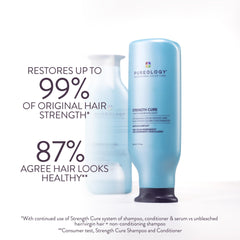 Pureology Strength Cure Conditioner bottle back detail highlighting vegan, sulfate-free formula