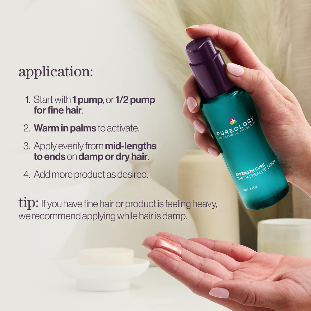 Pureology Strength Cure Dream Healer demonstrates heat protection up to 450°F during styling