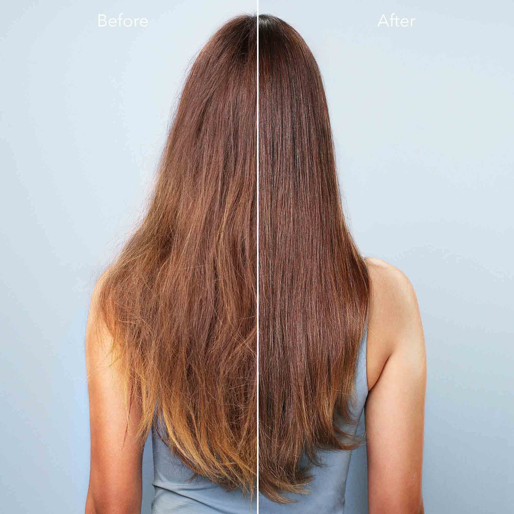 Tone Blue gloss applied on hair for cooler tones and brighter shine.