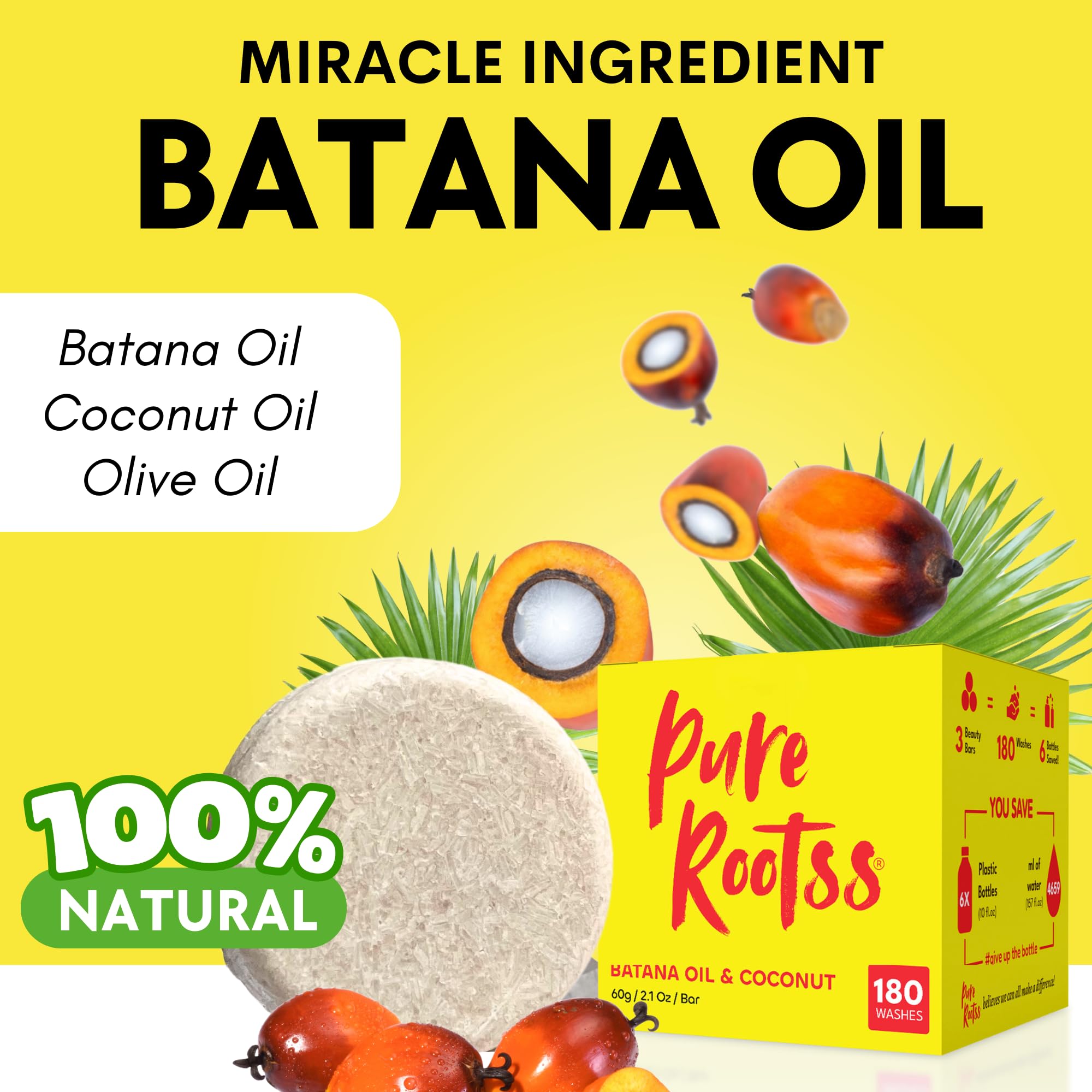 PureRootss Batana barra acondicionador hidratación intensa para cabello seco