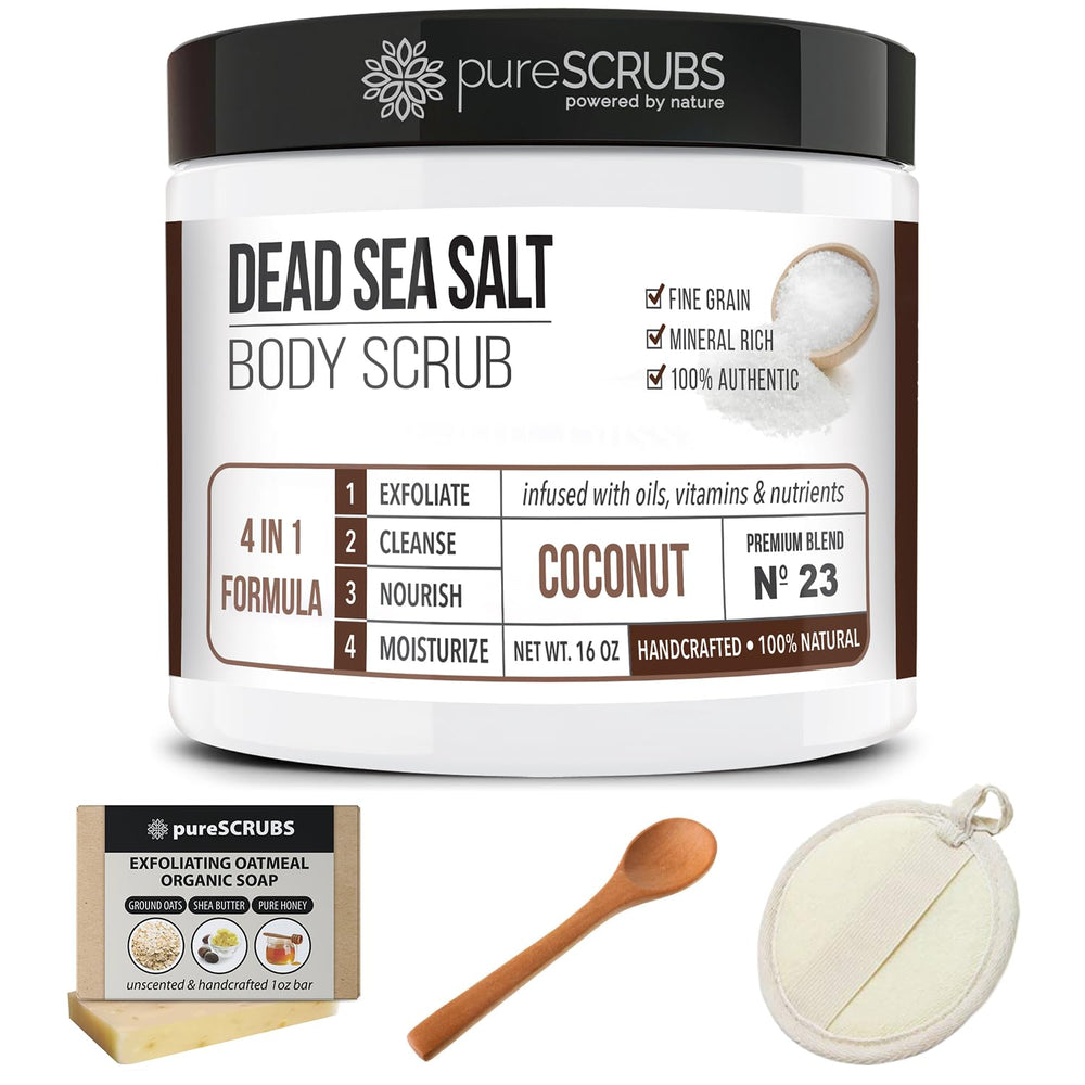 PureSCRUBS coconut aroma enhances bath routine with spa-like scent.