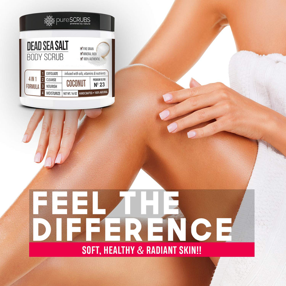 PureSCRUBS coconut scrub texture closeup highlighting fine salt and oils.