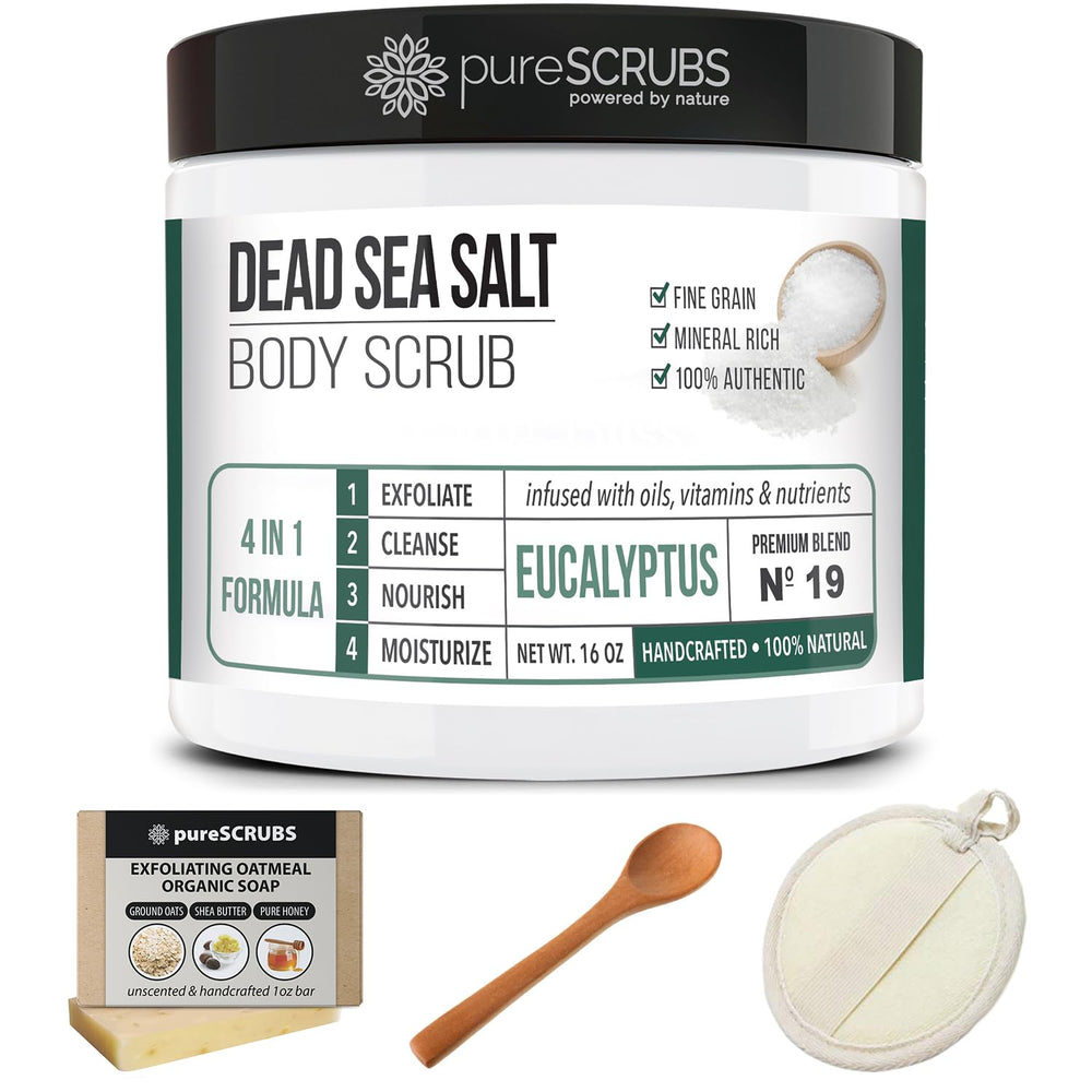 PureSCRUBS eucalyptus body scrub in shower routine for smoother skin