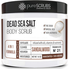 PureSCRUBS sandalwood scrub jar 16oz ready for smoothing skin